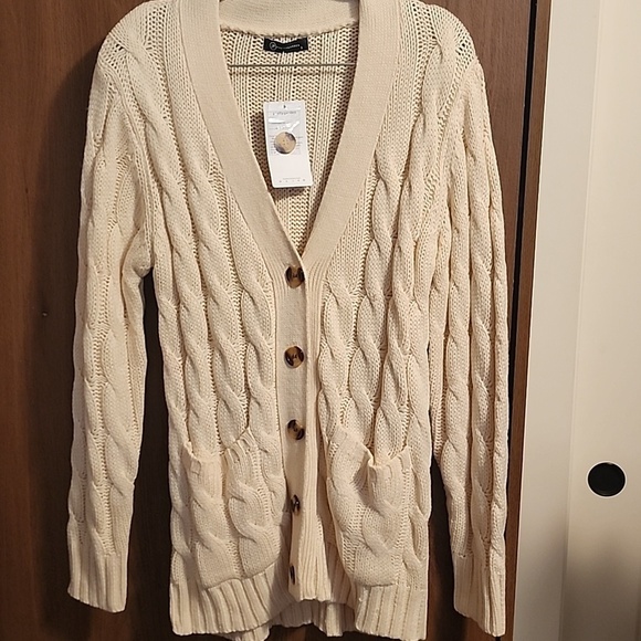 PrettyGarden Sweaters - PRETTYGARDEN Open Front Cardigan Sweater Button CableKnit NWT Size S